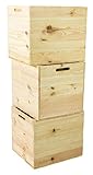 3er Set Holzkiste Aufbewahrungskiste Schubladenbox passend für alle Kallaxregale und Expidit Regale Kallaxysteme Weinkiste Obstkiste Regalkiste Maße 33x37,5x32,5cm Kallax boxen Einsatz (3er set Natur)