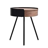 Nachtschrank Nachttisch, runder Nachttisch, ideal for jeden Raum, Beistelltische, Wohnzimmer, Beistelltische, Schlafzimmer, Beistelltisch mit 1 Schublade und 4 schwarzen Beinen Nachtkommode ( Color :