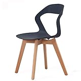Moderne Küche Esszimmerstühle Esszimmerstühle Moderner einfacher PP-Kunststoff-Rückenstuhl Buchenbeine Freizeitstuhl Küche Wohnzimmer Lounge Thekenstühle (Farbe: Schwarz)