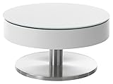 Home4You Couchtisch - Weiß - Metall - Glasplatte - 79 x 40 cm