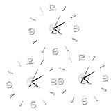 Artibetter 3 Stück Kreisspiegel Große Digitaluhr 3D-Uhr Wand Dekorative Aufkleber Uhren Selbstklebende Wanduhr Wanduhr Aufkleber Wandbild Dekorieren Spiegelbild Rom Silber Einfache