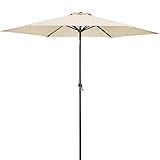 Kingsleeve Sonnenschirm 300 cm UV Schutz 50+ Kurbel Knickbar Wasserfest Alu Rund Balkon Terrasse Garten Balkonschirm Kurbelschirm Marktschirm Beige
