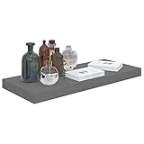 Wandregal, Hochglanz-Grau, 60 x 23,5 x 3,8 cm, Wandmontage, Regal für Schlafzimmer für Wohnzimmer für Badezimmer für Küche für Büro