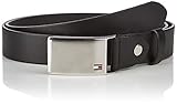 Tommy Hilfiger Herren Gürtel TH Plaque Belt 3.5 Adj Ledergürtel, Schwarz (Black), 95