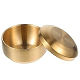 Cabilock Edelstahl Schüssel mit Deckel Rund Kinder Reisschale Müslischale 11, 5cm Golden Suppen Nudeln Brei Salat Schalen Servierschale Küche Restaurant Zuhause Kinder