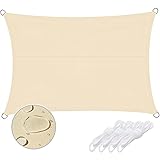 HHOOMY Sonnensegel Sonnenschutz Rechteck UV-Schutz Baldachin Wasserdicht Wetterbeständig Langlebig Perfekt für Patio Hinterhof Rasengarten Outdoor-Aktivitäten mit kostenlosem Seil (2x3m, Beige)