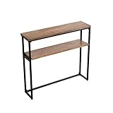 MUYUANSU Holz Beistelltisch, Kompaktes Sofa Tabelle 2 Tier -regaleinheit Schlanker Konsolentisch Mit Eisenrahmen Für Den Heimküche Flur(Size:C)