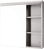Eintüriger Badezimmer-Wandschrank mit Spiegel, Mehrzweck-Küchen-Medizin-Aufbewahrungsorganisator aus Edelstahl, matt rechts, 700 x 600 x 130 mm (matt rechts 600 x 600 x 130 mm)