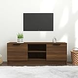 JUNZAI TV-Schrank, TV Lowboard, TV Board, Fernsehtisch, Fernsehschrank, Wohnzimmer, TV Tisch, Fernseher Tisch, Fernsehkommode, Braun Eichen-Optik 102x35x36,5 cm Holzwerkstoff