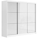 MKS MEBLE Kleiderschrank 240 cm - Schwebetürenschrank Flurschrank Wardrobe - Schlafzimmerschrank Sammlung Valencia - Weiß-Weiß - Modern Design