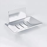 OUSIKA Seifenhalter, Seifenhalter for die Dusche, einfache Seifenablage, rostfreier Seifenspender, Schwammhalter for Badezimmer, Badewanne, Küchenspüle Ablagen