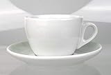 Moka Consorten Italienische Cappuccinotasse | »Verona« | Füllmenge (bis zur Oberkante): 180 ml | weiß | handgemacht | 6 Tassen & 6 Untertassen | Made in Italy