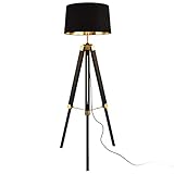 lux.pro Stehleuchte Karlsbad Stehlampe 1xE27 145cm Tripod-Standleuchte mit Stoffschirm Schwarz Messingfarben
