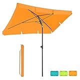 BelleMax Sonnenschirm Balkon Rechteckig 200 x 125 cm Orange Balkonschirm mit Schutzhülle Neigungswinkel und Höhe verstellbar Gartenschirm Marktschirm Terrassenschirm Sonnenschutz UV50+