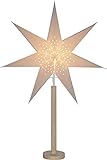 Stehlampe Weihnachtsstern Elice von Star Trading, 3D Papierstern Weihnachten mit Holz-Fuß in Natur, Dekostern Stehleuchte mit Kabelschalter, E14, Höhe: 85 cm