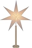 Stehlampe Weihnachtsstern Elice von Star Trading, 3D Papierstern Weihnachten mit Holz-Fuß in Natur, Dekostern Stehleuchte mit Kabelschalter, E14, Höhe: 85 cm