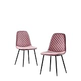 AINPECCA Esszimmerstühle aus Samt, gepolstert, mit Metallbeinen, 2 Stück, Rosa
