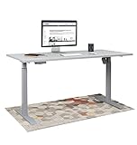 KRIEG HighDesk SMART Höhenverstellbarer Schreibtisch (Silber + Grau I 180 x 80 cm) - Elektrischer Sitz- & Stehtisch mit Tischplatte - Stehschreibtisch Elektrisch Höhenverstellbar