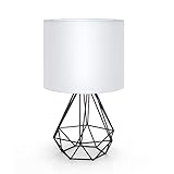 Aigostar - Tischlampe, Kleine Nachttischlampe, Modernes Hohlblock-Design Tischleuchte, Schreibtischlampe mit Weißem Stoff-Schirm und Metallfuß, Sockel E14, Ökologisch Modern und Vintage Niedliche
