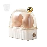 Eierkocher 2 Eier, Kompakter Elektrischer Eierkocher, Bester Eierkocher kocht alle drei Garstufen [weich|mittel|hart], BPA-frei, Tragbarer Kleiner Eierkocher Egg Gadget (Weiß)