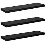 WOLTU Wandregal Wandboard Bücherregal Regale für Deko Wandablagen aus MDF Holz, 3er Set Hängeregal Schwarz RG9316sz-3