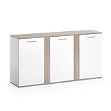 Vicco Sideboard NOVELLI Highboard weiß Kommode Anrichte Schrank 3 Türen (Weiß Sonoma Eiche)