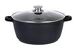 Cosychef –LEIA - Kochtopf 20 cm –Aluminiumguss – Beschichtung in Steinoptik –Mit Glasdeckel – 2-fache Antihaftbeschichtung zum Kochen nahezu ohne Fett, Für alle Herdarten, auch Induktion – PFOA‑frei,