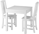 Klassische kleine Essgruppe Tisch 2 Stühle Kiefer Massivholz waschweiß 90.70-50 A W Set 22