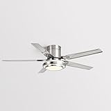 Moddeny 42-Zoll-Deckenventilator aus Edelstahl, moderner, bündig montierter Deckenventilator mit Lichtern und Fernbedienung, intelligenter Deckenventilator für das Wohnzimmer