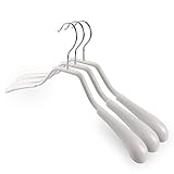 famy.Shop Kleiderbügel aus Metall, 5 Stück vollständig gummiert, extra breite Schulterauflage f. Jacken/Mäntel/Strickwaren, weiß