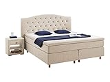 Atlantic Home Collection Boxspringbett CLAIRE, 180x200 cm, inkl. Topper (Härtegrad H2+H3 DUO), Creme