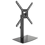 Barkan Tischplatte TV Standfuss TV Wandhalterung 29-58 Zoll Schwenkbar & Neigbare TV Ständer, hält bis 25Kgs, Patentiert, Gehärtetes Glas, für LED OLED LCD, Max. VESA 600x400