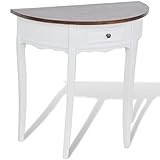 JKYOU Konsolentisch mit Schublade und brauner Oberseite, halbrund. Tische, Akzenttische, Beistelltische