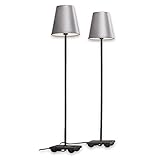 Loberon® Tischlampe 2er Set Filia, Eisen, Kunststoff, H/Ø ca. 69/12 cm, antiksilber/schwarz