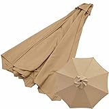 DOUKI 2.7M/3M+8 Arm Ersatz Schirmdach, Sonnenschirm Ersatz Regenschirm Abdeckung Tuch, Wasserdicht Outdoor Regenschirm Abdeckung Sonnenschirm (Color : Khaki, Size : 3m+8 Ribs)