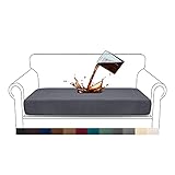 Granbest Premium Wasserdicht Sofa Sitzkissenbezug, High Stretch Jacquard Sitzkissenschutz Sofasitzbezug für Couch (2 Sitzer, Grau)