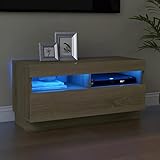 MATTUI TV-Schrank mit LED-Leuchten Sonoma Eiche 80x35x40 cm
