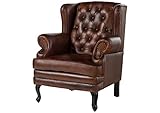 MASSIVMOEBEL24.DE Ohrensessel Echtleder 88x80x108 braun Chesterfield #101