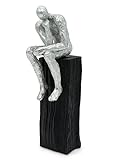 FeinKnick Skulptur “Der Denker” - Moderne Dekofigur aus Marmorit 29cm groß als Inspiration - Deko Figur modern als Statue für Deko Wohnzimmer, Schreibtisch Deko & Büro Deko