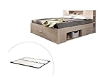 Vente-unique - Bett mit Stauraum & Schubladen + Lattenrost - 160 x 200 cm - Naturfarben - Leandre