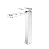Decaura Wasserhahn Bad Hoch Waschbecken Armatur Quadrat Badarmatur aus Messing, mit 248mm Auslaufhöhe für Aufsetzwaschbecken