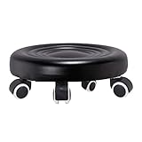 Sharplace Drehbarer Rollhocker, Hocker mit Riemenscheibenrädern, Fußhocker, robuster, drehbarer Mehrzweck-Pedikürehocker, Rollhocker für Küche, Garage, Garage, Schwarz