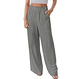 PTLLEND Yoga Kleidung Palazzo-Hose mit weitem Bein für Damen, hoch taillierte -Hose, gesmokte, Plissierte, locker sitzende Freizeithose Hosen Größe 50 Damen