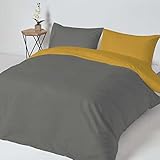 Bettwäsche-Set, Wendebett, superweich, Polycotton, Bettbezug, King-Size-Bettbezug, King-Size-Bett, Grau