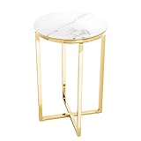 riess-ambiente.de Eleganter Beistelltisch Boutique 40cm weiß Kristallglas Marmor Gold Metall Couchtisch