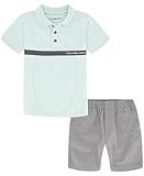 Calvin Klein Baby-Jungen 2-teiliges Kurz-Set, Aqua/Monument/Weiß/Schiefer, 12M US