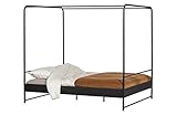 VT Wonen Industrial Himmelbett Jugendbett Koje Schwarz Metall in DREI Größen (160 x 200 cm)