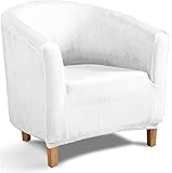 YOPOIY Polyester Waschbar Loungesessel Cocktailsessel Abnehmbar Wannenstuhlbezug Hohe Dehnung Club Chair Schonbezug für Wohnzimmer Bartheke Hotel -Weiss