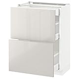 Ikea METOD/MAXIMERA Basiskabine mit 2 Fronten/3 Schubladen, 60x37 cm, weiß/ringhult hellgrau
