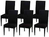 Littleprins Stuhlhussen 6er Set Stuhlbezug elastische Hussen für Stühle Schwingstühle Stretch Stuhlüberzug für Esszimmer Stuhl Hochzeit Partys Bankett (Schwarz)